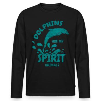 Dolphin dolphin marine animal sea gift - Men's Premium Organic Long Sleeve Shirt - black - Front - Nico (187cm)