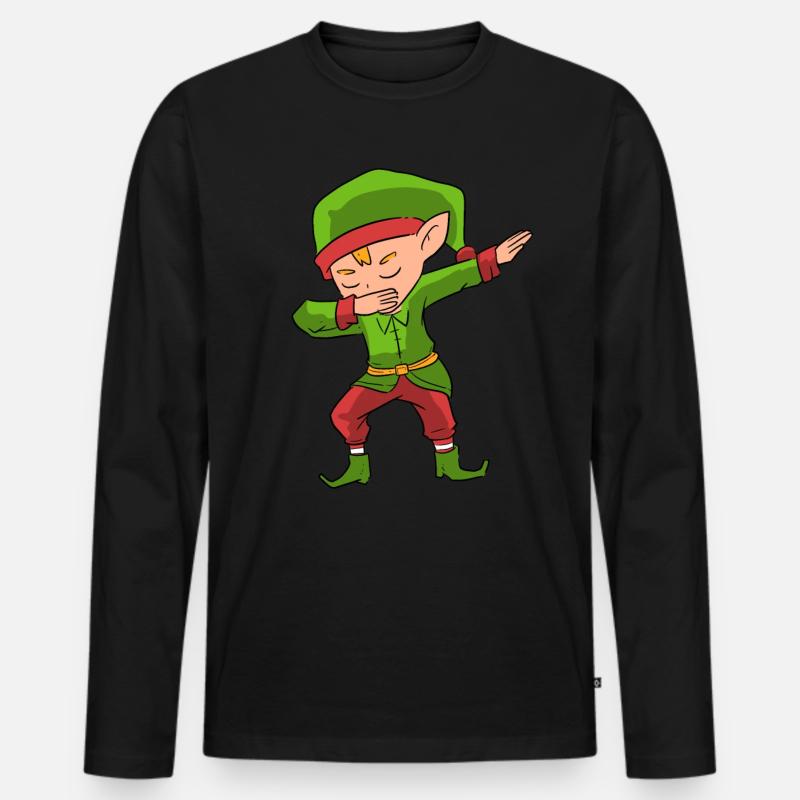 Dabbing Elf - Männer Premium Bio Langarmshirt - Schwarz