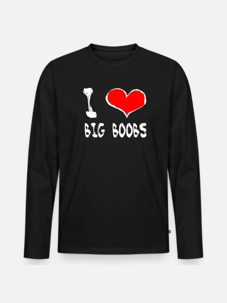 I Love big boobs - Männer Premium Bio Langarmshirt - Schwarz