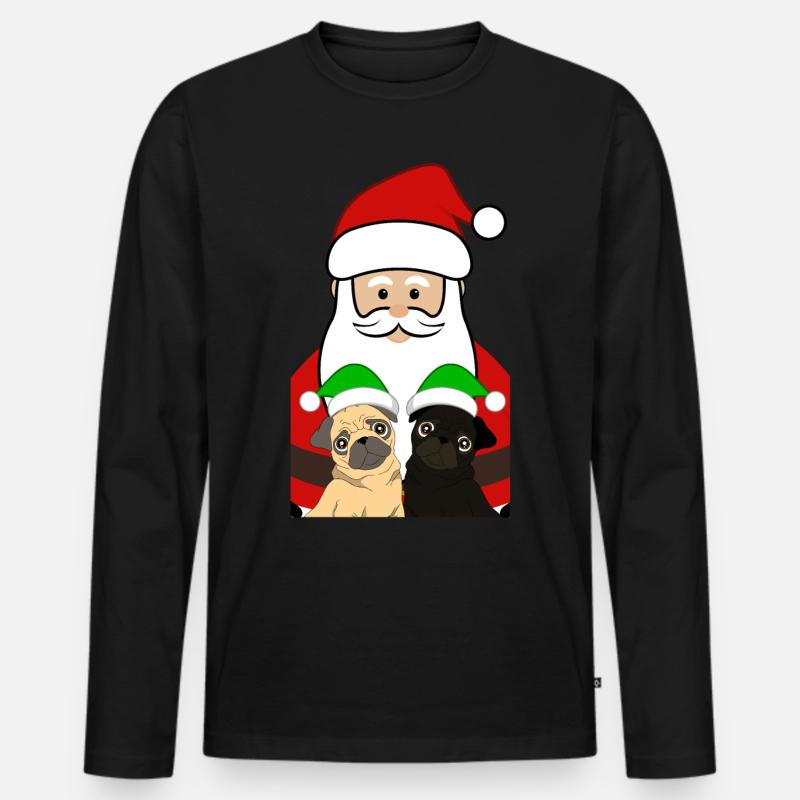 Weihnachtsmann mit Möpse Mops Geschenk - Männer Premium Bio Langarmshirt - Schwarz