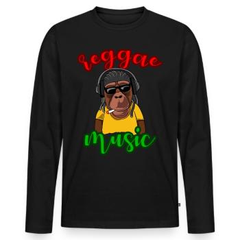 Reggae music monkey gift gift idea - Men's Premium Organic Long Sleeve Shirt - black - Front - Nico (187cm)