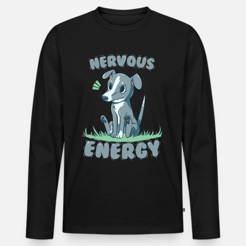 Nervöse Energie Windhund - Männer Premium Bio Langarmshirt - Schwarz