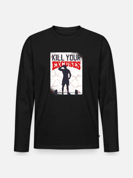 Kill your Excuses - Männer Premium Bio Langarmshirt - Schwarz