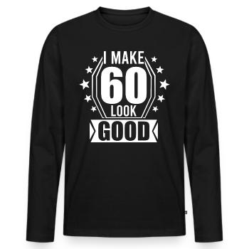 So gut können 60 Jahre aussehen-60.Geburtstag - Männer Premium Bio Langarmshirt - Schwarz - Vorne - Nico (187cm)