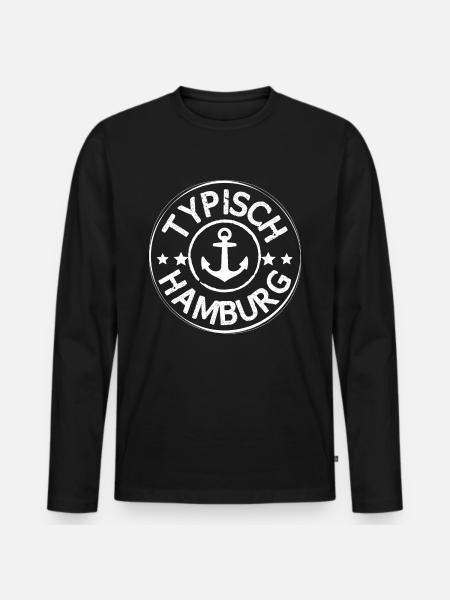 Typisch Hamburg - Männer Premium Bio Langarmshirt - Schwarz