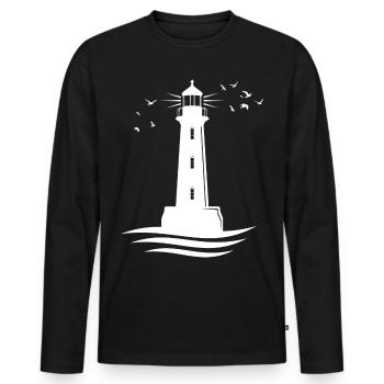 Lighthouse gulls Baltic Sea North Sea coast - Men's Premium Organic Long Sleeve Shirt - black - Front - Nico (187cm)