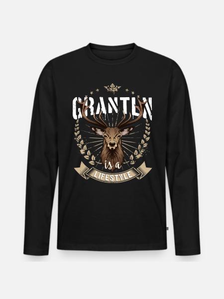 Grantln is a lifestyle Hirsch Grantler Bayern - Männer Premium Bio Langarmshirt - Schwarz