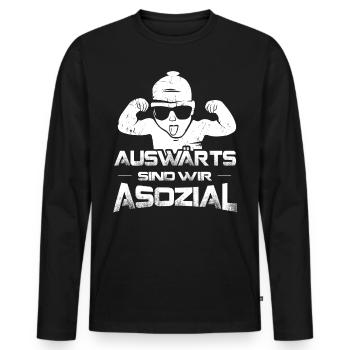 Auswärts sind wir asozial Ultras Fußball Fan Kurve - Männer Premium Bio Langarmshirt - Schwarz - Vorne - Nico (187cm)