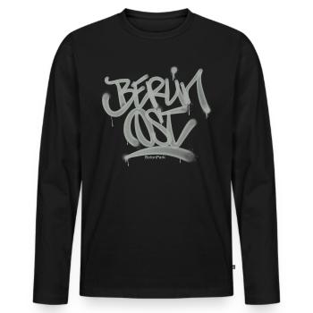 Berlin Ost Graffiti Ultras Shirt - T-shirt manches longues Premium bio Homme - noir - Devant - Nico (187cm)