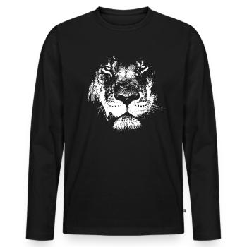 lion - Men's Premium Organic Long Sleeve Shirt - black - Front - Nico (187cm)