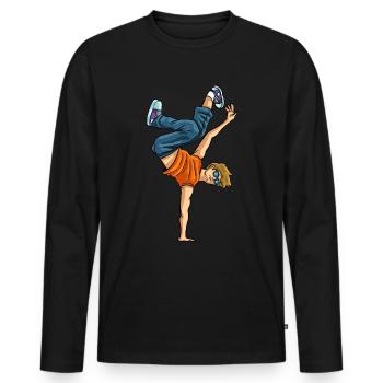 Breakdance Breaking Breaker Hip Hop Break Gift - Men's Premium Organic Long Sleeve Shirt - black - Front - Nico (187cm)