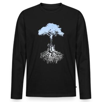 Tree Wood Electric Guitar Guitarist Musician Gift - Men's Premium Organic Long Sleeve Shirt - black - Front - Nico (187cm)