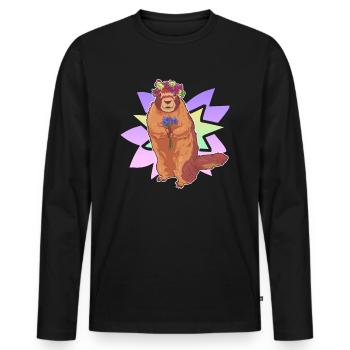 Guirlande De Gentiane Fleurs Couronne Alm Alpes Cadeau - T-shirt manches longues Premium bio Homme - noir - Devant - Nico (187cm)