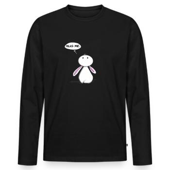 Rabbit Hasi Rabbit Comic Hug Me - Men's Premium Organic Long Sleeve Shirt - black - Front - Nico (187cm)