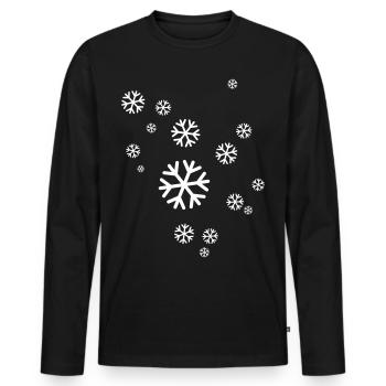 Schnee - Männer Premium Bio Langarmshirt - Schwarz - Vorne - Nico (187cm)