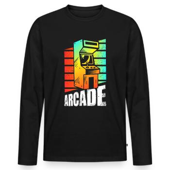 Retro Gaming Arcade Slot Machine - Men's Premium Organic Long Sleeve Shirt - black - Front - Nico (187cm)