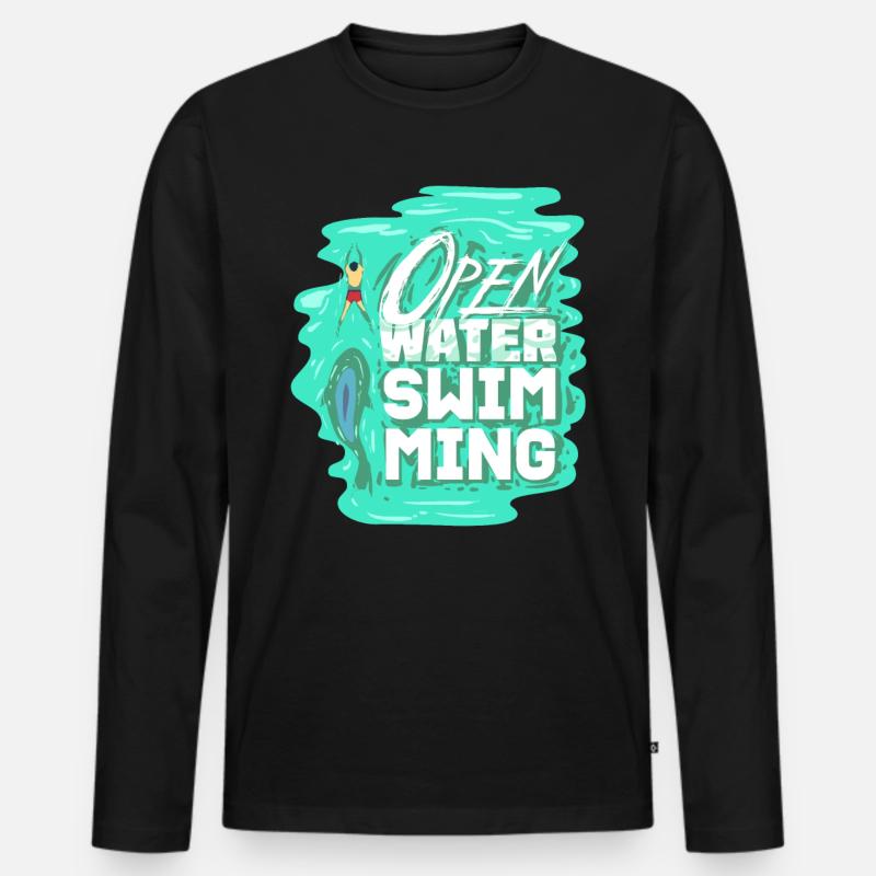 Open Water Swimming - Männer Premium Bio Langarmshirt - Schwarz