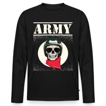 Crâne de rocker armée - T-shirt manches longues Premium bio Homme - noir - Devant - Nico (187cm)
