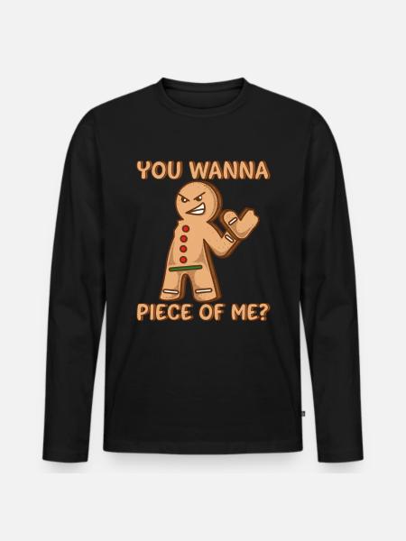 Funny Christmas gift gingerbread man - Men's Premium Organic Long Sleeve Shirt - black