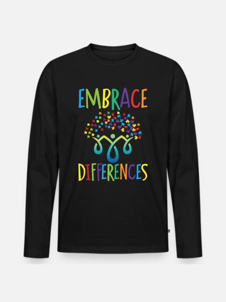 Embrace Differences Autism Handicap Understanding - Men's Premium Organic Long Sleeve Shirt - black