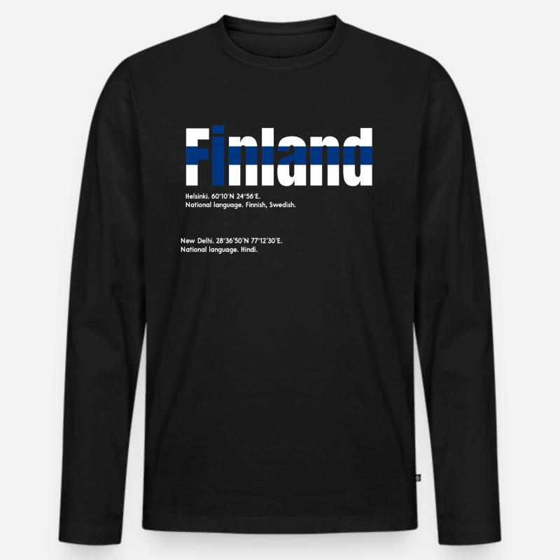 Finnland - Männer Premium Bio Langarmshirt - Schwarz
