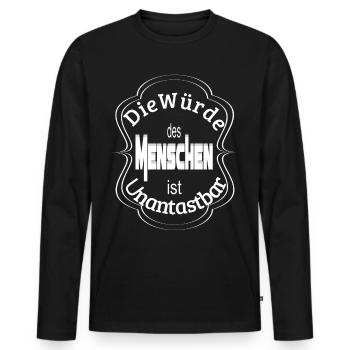 Die Würde des Menschen ist Unantastbar - Männer Premium Bio Langarmshirt - Schwarz - Vorne - Nico (187cm)