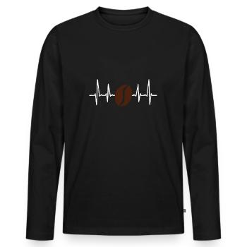 Café Battement de Coeur Café Coffee Café Café - T-shirt manches longues Premium bio Homme - noir - Devant - Nico (187cm)