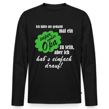 Super cooler Opa - Männer Premium Bio Langarmshirt - Schwarz - Vorne - Nico (187cm)