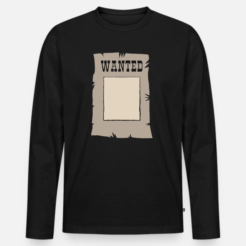 Wanted Verbrecher Gefängnis - Männer Premium Bio Langarmshirt - Schwarz