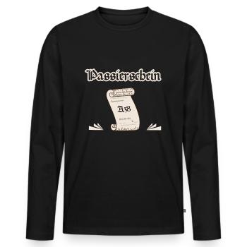 Passierschein A38 - Männer Premium Bio Langarmshirt - Schwarz - Vorne - Nico (187cm)