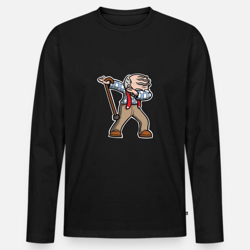 Cooler Dabbing Opa Dab Tanzen - Männer Premium Bio Langarmshirt - Schwarz