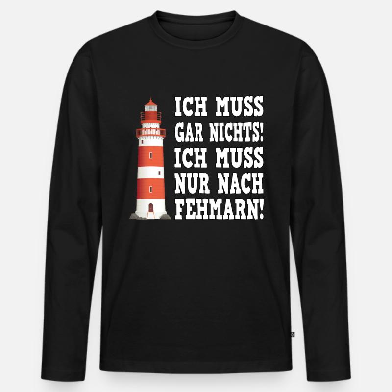 Fehmarn Ostsee Fehmarnsundbrücke - Männer Premium Bio Langarmshirt - Schwarz