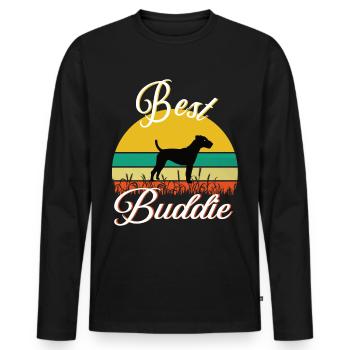 Best Buddie Jack Russel retro - Männer Premium Bio Langarmshirt - Schwarz - Vorne - Nico (187cm)