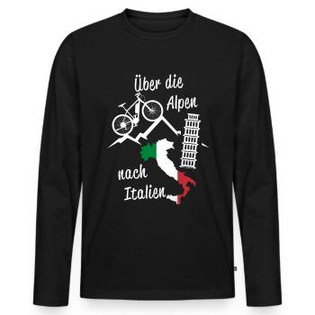 Alpenüberquerung Alpen Italien MTB - Männer Premium Bio Langarmshirt - Schwarz - Vorne - Nico (187cm)