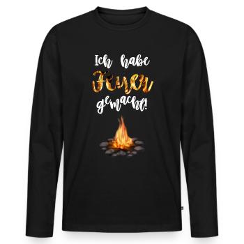 Ich habe Feuer gemacht! - Männer Premium Bio Langarmshirt - Schwarz - Vorne - Nico (187cm)