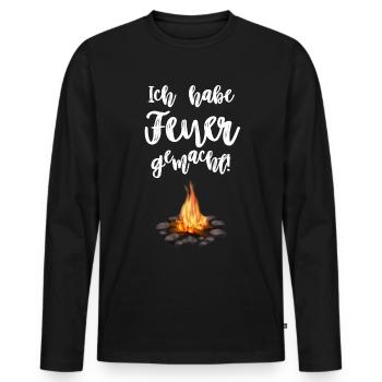Ich habe Feuer gemacht! - Männer Premium Bio Langarmshirt - Schwarz - Vorne - Nico (187cm)