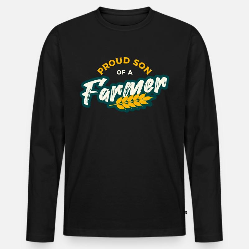 Stolzer Sohn Bauer - Männer Premium Bio Langarmshirt - Schwarz