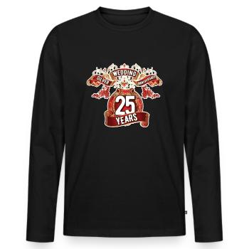 25 ans - Mariage argenté - T-shirt manches longues Premium bio Homme - noir - Devant - Nico (187cm)