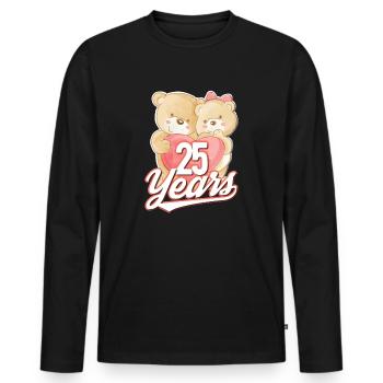 25 ans - mariage en argent - T-shirt manches longues Premium bio Homme - noir - Devant - Nico (187cm)