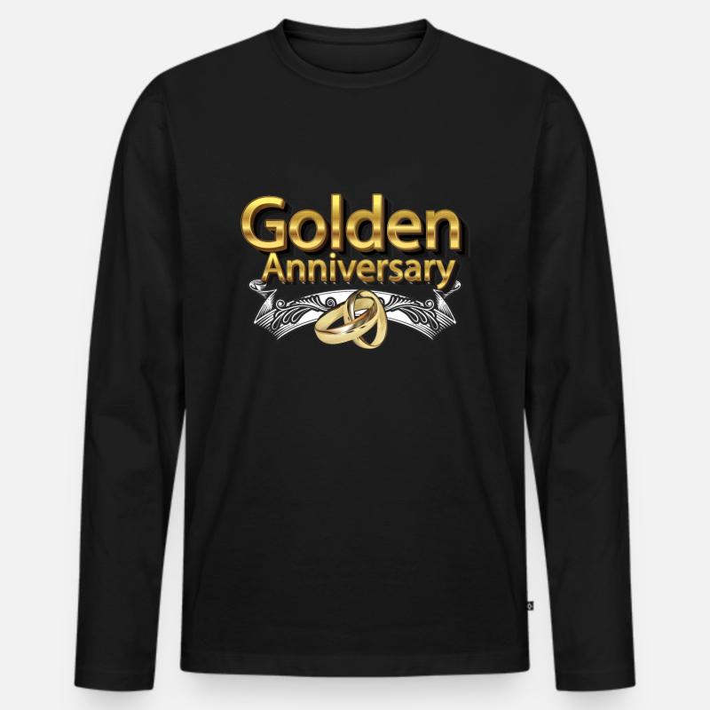 Goldhochzeit - Männer Premium Bio Langarmshirt - Schwarz