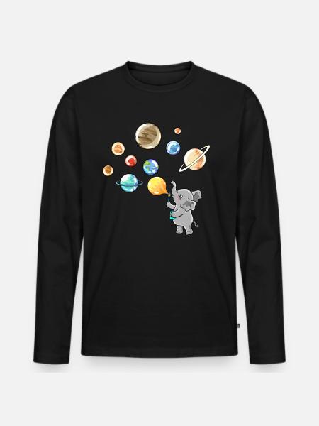 Solar System Planet Elephant Balloons - Men's Premium Organic Long Sleeve Shirt - black