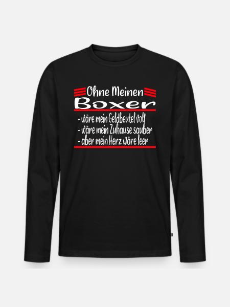 Boxer, Deutscher Boxer Hund Geschenk - Männer Premium Bio Langarmshirt - Schwarz