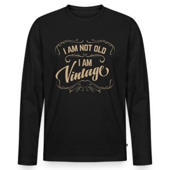 Not old but vintage - Men's Premium Organic Long Sleeve Shirt - black - Front - Nico (187cm)