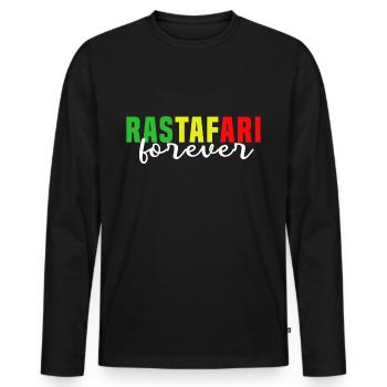 Rastafari pour toujours - T-shirt manches longues Premium bio Homme - noir - Devant - Nico (187cm)