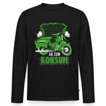 Moped fahren Ostalgie Schwalbe Simson Suhl - Männer Premium Bio Langarmshirt - Schwarz - Vorne - Nico (187cm)