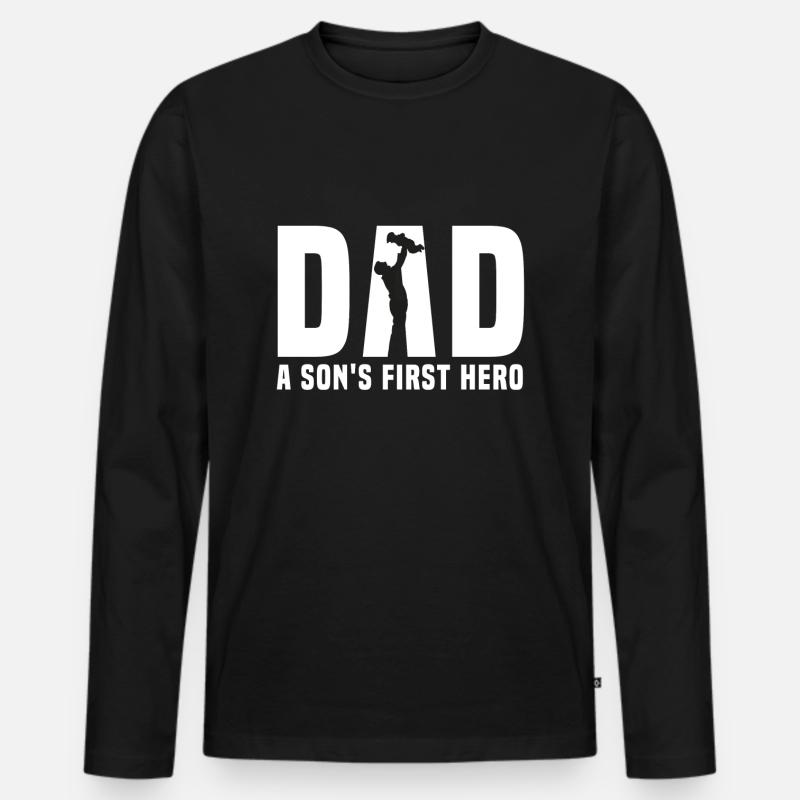Father and Son - Männer Premium Bio Langarmshirt - Schwarz
