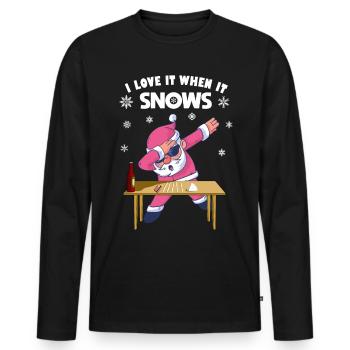 Christmas Santa Weihnachtsmann Bier Party Schnee - Männer Premium Bio Langarmshirt - Schwarz - Vorne - Nico (187cm)
