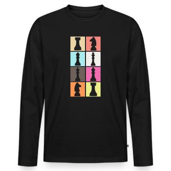 Schach - Männer Premium Bio Langarmshirt - Schwarz - Vorne - Nico (187cm)
