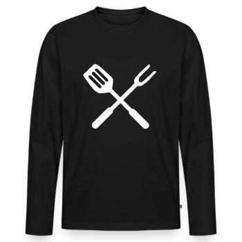 Pinces à griller griller barbecue grill couverts - T-shirt manches longues Premium bio Homme - noir - Devant - Nico (187cm)