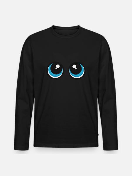 søde øjne ansigtsudtryk sød baby look gave - Premium økologisk langærmet T-shirt til mænd - sort